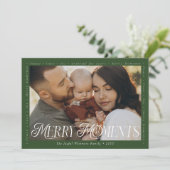 Modern Minimal Bow Merry Moments Photo Collage Feestdagenkaart (Staand voorkant)