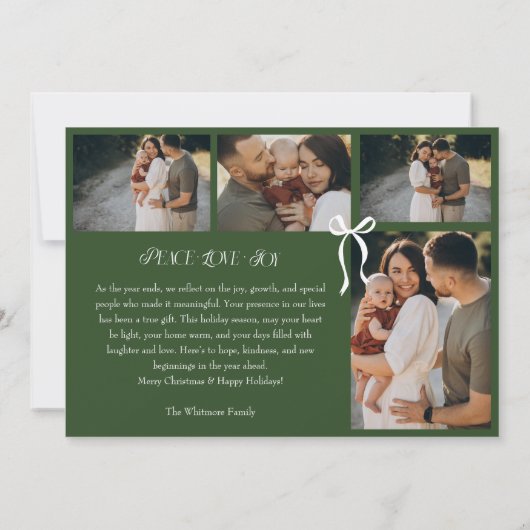 Modern Minimal Bow Merry Moments Photo Collage Feestdagenkaart (Achterkant)
