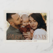 Modern Minimal Bow Merry Moments Photo Collage Folie Feestdagenkaart (Voorkant)