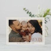 Modern Minimal Bow Merry Moments Photo Collage Folie Feestdagenkaart (Staand Voorkant)