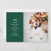 Modern Minimal Bow Nice List Pet Christmas Photo Feestdagenkaart (Voorkant)