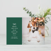 Modern Minimal Bow Nice List Pet Christmas Photo Feestdagenkaart (Staand voorkant)