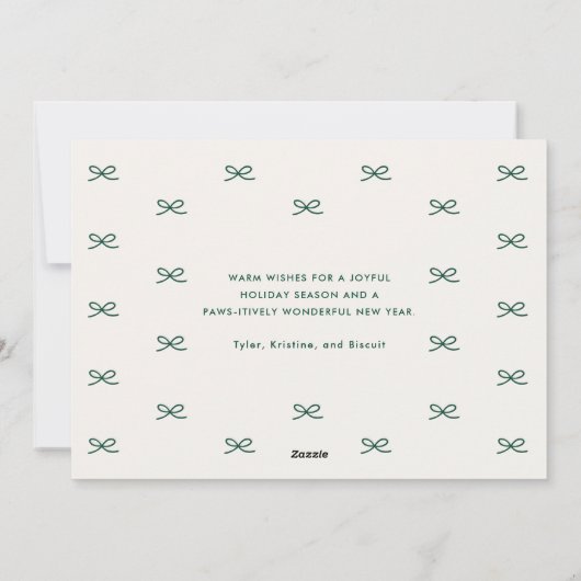 Modern Minimal Bow Nice List Pet Christmas Photo Feestdagenkaart (Achterkant)