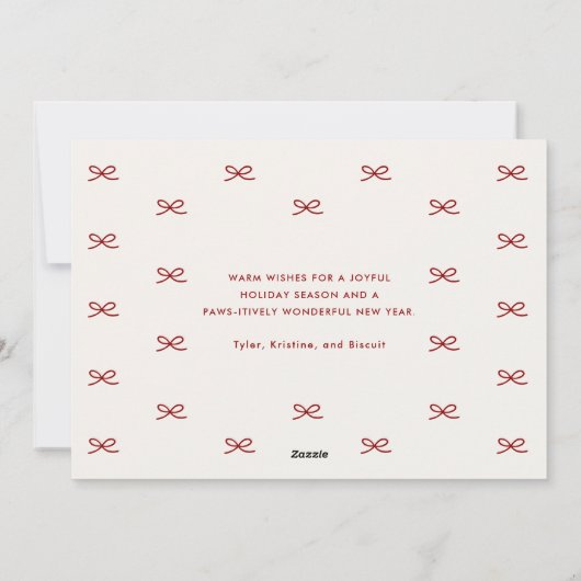 Modern Minimal Bow Nice List Pet Christmas Photo Feestdagenkaart (Achterkant)