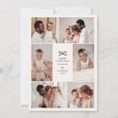 Modern Minimal Bow Six Photo Collage Christmas Feestdagenkaart (Voorkant)