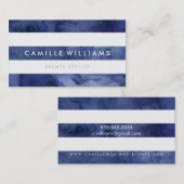 MODERN MINIMAL brede streep frisse waterverf marin Visitekaartje (Voorkant / Achterkant)