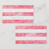 MODERN MINIMAL brede streep frisse waterverf roze Visitekaartje (Voorkant / Achterkant)