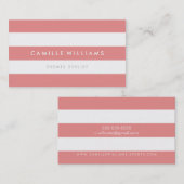 MODERN MINIMAL breed streep patroon koraal wit Visitekaartje (Voorkant / Achterkant)