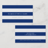 MODERN MINIMAL breed streep patroon marine blauw w Visitekaartje (Voorkant / Achterkant)
