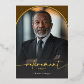 Modern Minimal Brown Retirement Party Folie Uitnodiging (Voorkant)