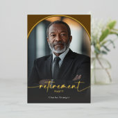 Modern Minimal Brown Retirement Party Folie Uitnodiging (Staand Voorkant)