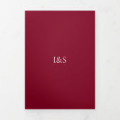 Modern Minimal Burgundy All-in-One Wedding Drieluik Uitnodiging (Cover)