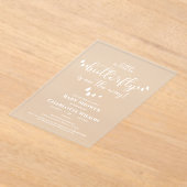 Modern Minimal Butterfly Calligraphy Baby shower Acryl Uitnodigingen (Laagn)