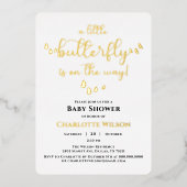 Modern Minimal Butterfly Calligraphy Baby shower Folie Uitnodiging (Voorkant)