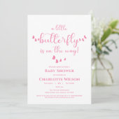 Modern Minimal Butterfly Calligraphy Baby shower Kaart (Staand voorkant)
