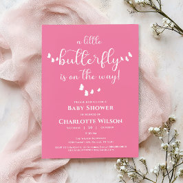 Modern Minimal Butterfly Calligraphy Baby shower Kaart