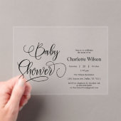 Modern Minimal Calligraphy Baby shower Acryl Uitnodigingen (Insitu (Draagbaar))