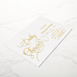 Modern Minimal Calligraphy Baby shower Folie Uitnodiging