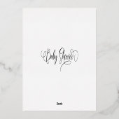 Modern Minimal Calligraphy Baby shower Folie Uitnodiging (Achterkant)
