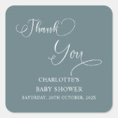 Modern Minimal Calligraphy Baby shower Vierkante Sticker (Voorkant)