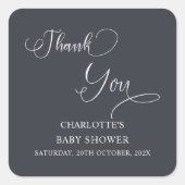 Modern Minimal Calligraphy Baby shower Vierkante Sticker (Voorkant)