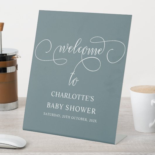 Modern Minimal Calligraphy Baby shower Welkom Reclamebord Met Voetstuk (Insitu)