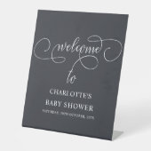 Modern Minimal Calligraphy Baby shower Welkom Reclamebord Met Voetstuk (Voorkant)