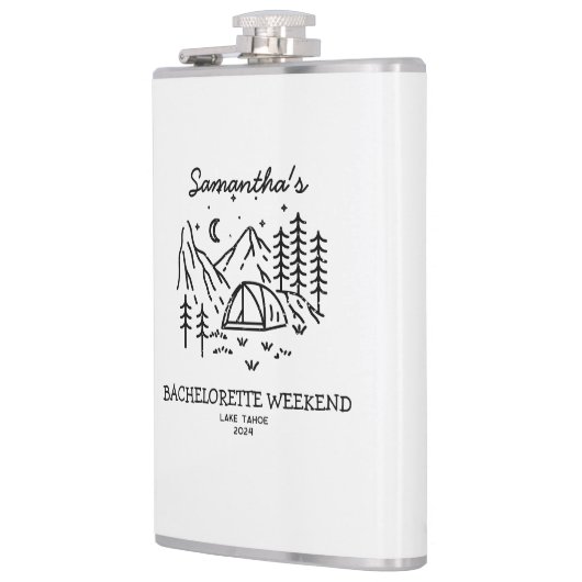 Modern Minimal Camping Bachelorette Party Natuur Heupfles (Links)