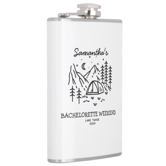 Modern Minimal Camping Bachelorette Party Natuur Heupfles (Rechts)