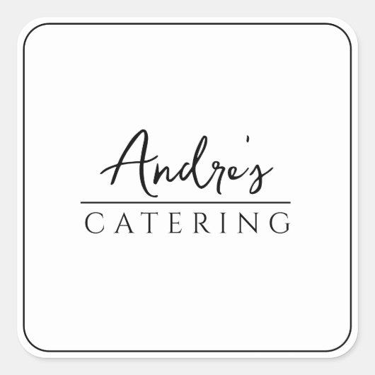 Modern minimal catering culinair productetiket vierkante sticker (Voorkant)