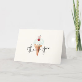 Modern Minimal Cherry Scoop Ice Cream Baby shower Bedankkaart