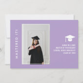 Modern Minimal Chic Masters Grad Announcement Card Aankondiging (Voorkant)