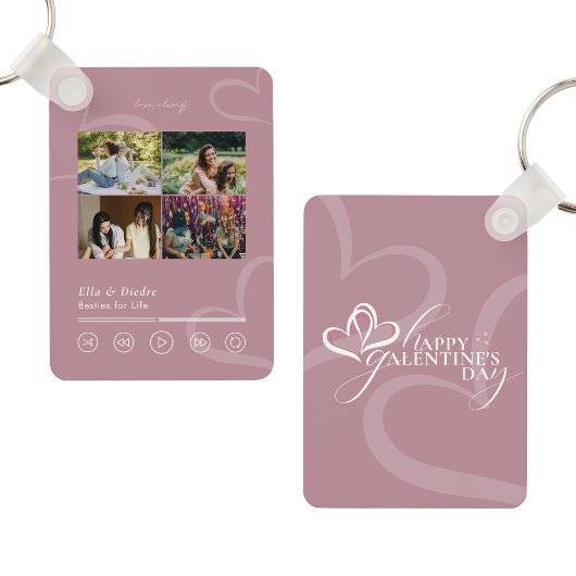 Modern Minimal Chic Music Player Photo Galentines Sleutelhanger