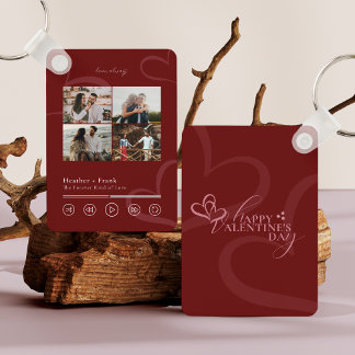 Modern Minimal Chic Music Player Photo Valentine's Sleutelhanger