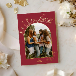 Modern Minimal Chic Red Typography Galentines Folie Feestdagenkaart