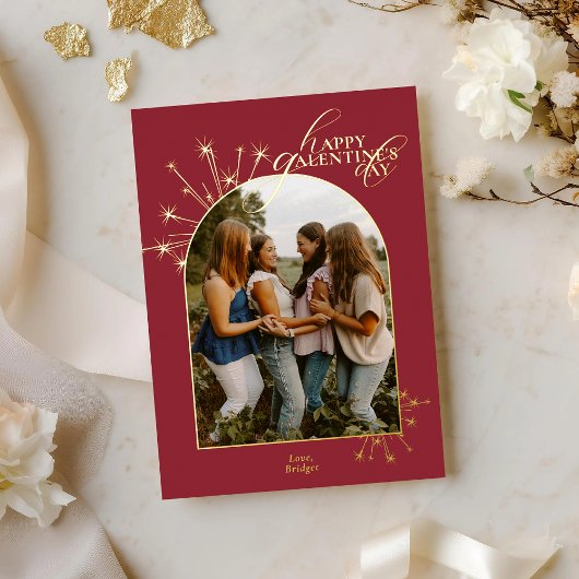 Modern Minimal Chic Red Typography Galentines Folie Feestdagenkaart