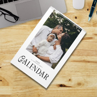 Modern Minimal Chic Typography Custom Family Photo Kalender