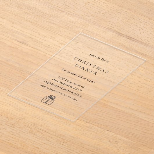 Modern Minimal Christmas Dinner Acryl Uitnodigingen (Laagn)