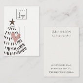 Modern Minimal Christmas Tree Heart Hairpin Logo Visitekaartje (Voorkant / Achterkant)