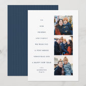 Modern minimal Christmas tree three photo navy Feestdagenkaart (Voorkant / Achterkant)