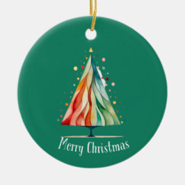 Modern Minimal Christmas Tree Waterverf Ornament