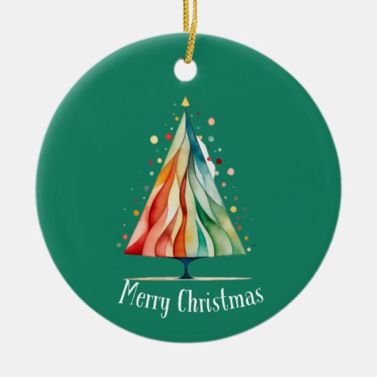 Modern Minimal Christmas Tree Waterverf Ornament (Voorkant)