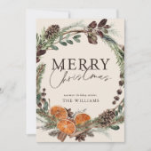 Modern Minimal Citrus Krans Script Kerstmis Feestdagenkaart (Voorkant)