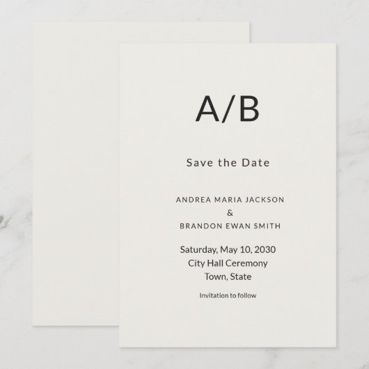 Modern Minimal City Hall Save the Date Card (Voorkant / Achterkant)