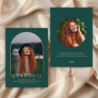 Modern Minimal Classic Graduation Announcement Folie Feestdagenkaart