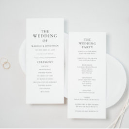 Modern Minimal Classic Wedding Program Kaart