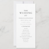 Modern Minimal Classic Wedding Program Kaart (Voorkant)