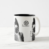 Modern Minimal Clean 3 foto's Foto & Logo Tweekleurige Koffiemok (Voorkant rechts)