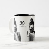 Modern Minimal Clean 3 foto's Foto & Logo Tweekleurige Koffiemok (Voorkant links)