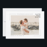 Modern Minimal Coastal Photo Wedding Save the Date<br><div class="desc">If you are hosting a beautiful seaside wedding, you need stationery to match. This modern minimal coastal photo save the date skips the busy graphics and lets your favorite picture steal the show, setting the perfect tone for your beach getaway. It frames your engagement photo with a cool, modern bracket...</div>